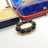 Georgian 9ct Rose Gold & Black Glass Mourning Brooch Antique c1820