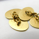 Pair of 9ct Yellow Gold Oval Form Engine Turned Cufflinks Antique 1928 Art Deco