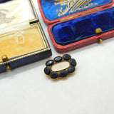 Georgian 9ct Rose Gold & Black Glass Mourning Brooch Antique c1820