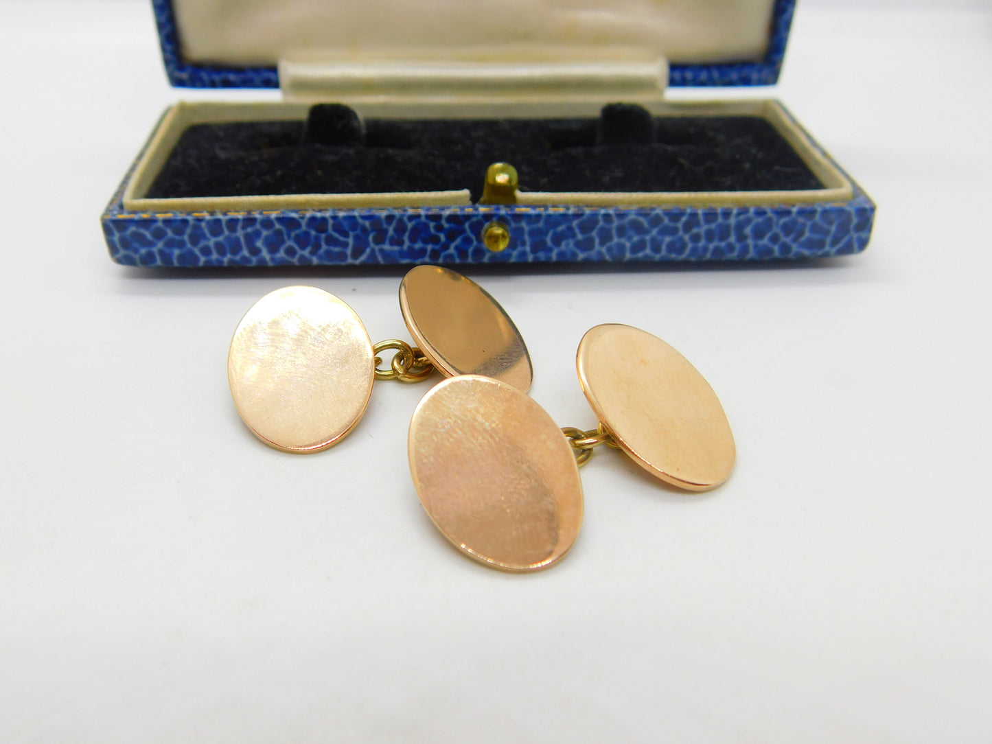 Edwardian 9ct Rose Gold Oval Form Blank Cufflinks Antique 1909 Chester