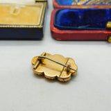 Georgian 9ct Rose Gold & Black Glass Mourning Brooch Antique c1820