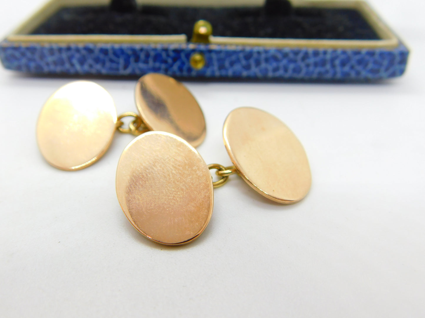 Edwardian 9ct Rose Gold Oval Form Blank Cufflinks Antique 1909 Chester