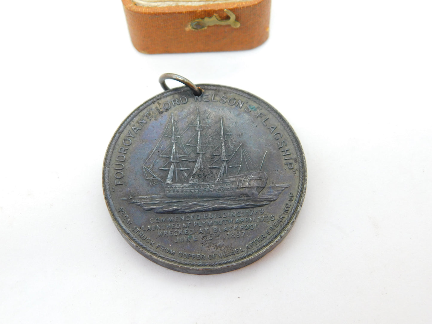 Victorian Copper Medal Stuck From Foudroyant Admiral Nelson's Flagship Antique