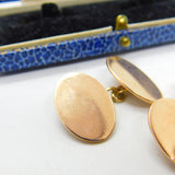 Edwardian 9ct Rose Gold Oval Form Blank Cufflinks Antique 1909 Chester