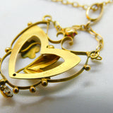 Edwardian 9ct Yellow Gold Paste & Diamond Lavalier Drop Necklace c1910 16"
