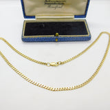 9ct Yellow Gold Essential Flat Curb Link Chain Necklace 16" Length Vintage c1970