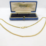 9ct Yellow Gold Essential Flat Curb Link Chain Necklace 16" Length Vintage c1970