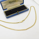 9ct Yellow Gold Essential Flat Curb Link Chain Necklace 16" Length Vintage c1970