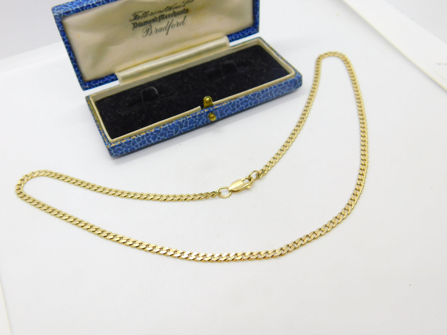 9ct Yellow Gold Essential Flat Curb Link Chain Necklace 16" Length Vintage c1970