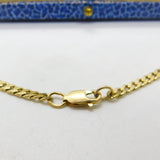 9ct Yellow Gold Essential Flat Curb Link Chain Necklace 16" Length Vintage c1970