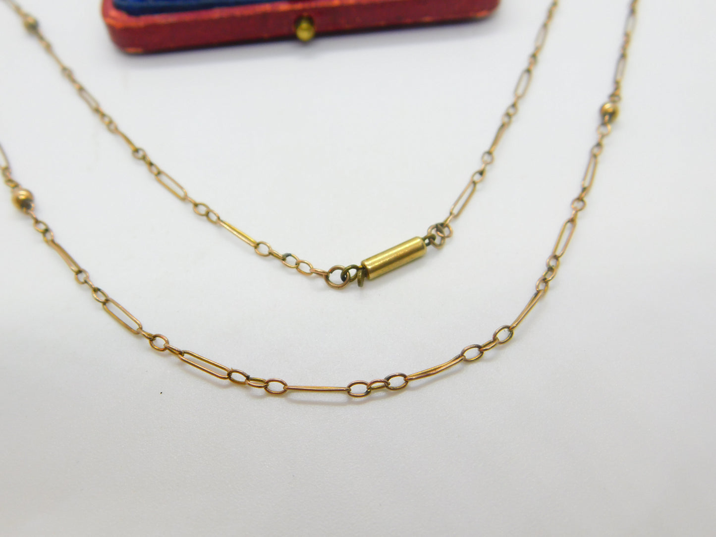 Edwardian 9ct Yellow Gold Paste & Diamond Lavalier Drop Necklace c1910 16"