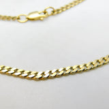 9ct Yellow Gold Essential Flat Curb Link Chain Necklace 16" Length Vintage c1970