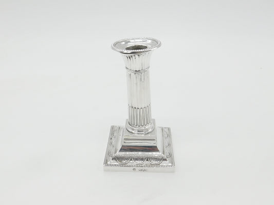 Victorian Sterling Silver Corinthian Column Candlestick 1898 London Antique