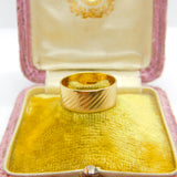 9ct Yellow Gold Feathered Pattern Essential Band Ring Vintage 1967 London