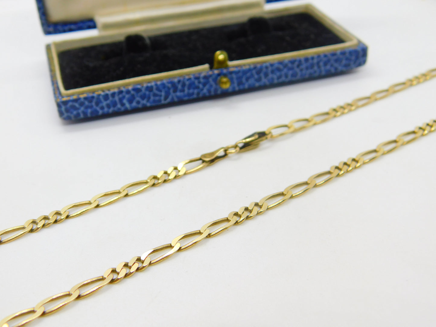 Long 9ct Yellow Gold Figaro Link Chain Necklace 30" Length Vintage c1970