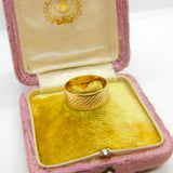 9ct Yellow Gold Feathered Pattern Essential Band Ring Vintage 1967 London