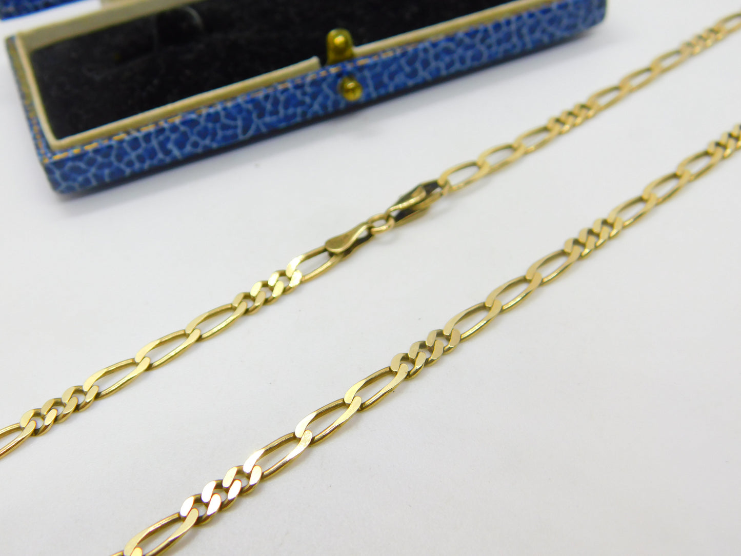 Long 9ct Yellow Gold Figaro Link Chain Necklace 30" Length Vintage c1970