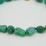 9ct Yellow Gold & Beaded Turquoise Bracelet Vintage c1970 18cm Length