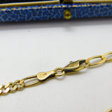 Long 9ct Yellow Gold Figaro Link Chain Necklace 30" Length Vintage c1970