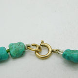 9ct Yellow Gold & Beaded Turquoise Bracelet Vintage c1970 18cm Length