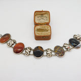 Victorian Scottish Sterling Silver Cabochon Agate Panel Bracelet c1860 Antique
