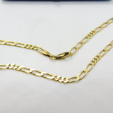 Long 9ct Yellow Gold Figaro Link Chain Necklace 30" Length Vintage c1970