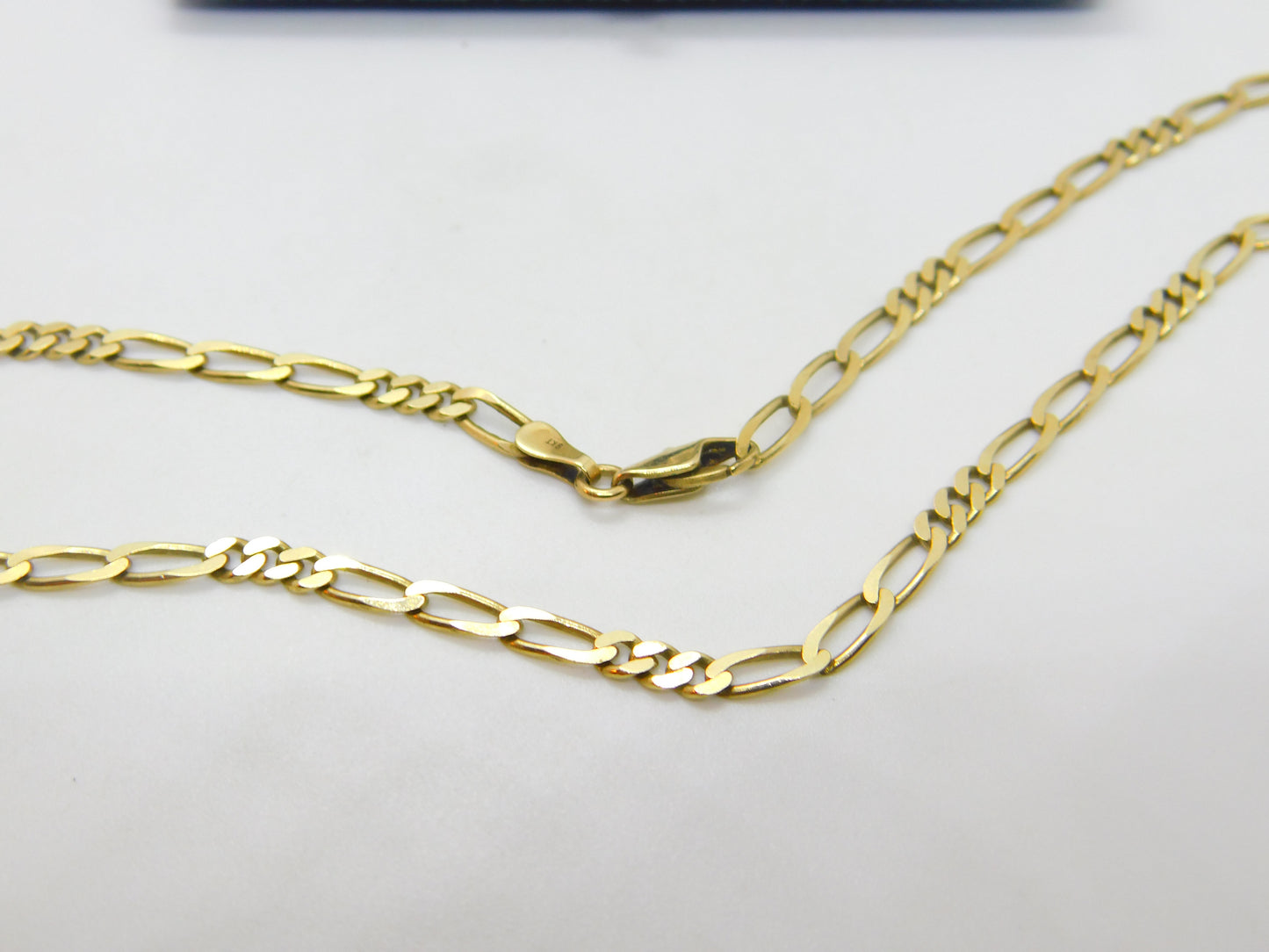 Long 9ct Yellow Gold Figaro Link Chain Necklace 30" Length Vintage c1970