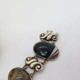 Victorian Scottish Sterling Silver Cabochon Agate Panel Bracelet c1860 Antique