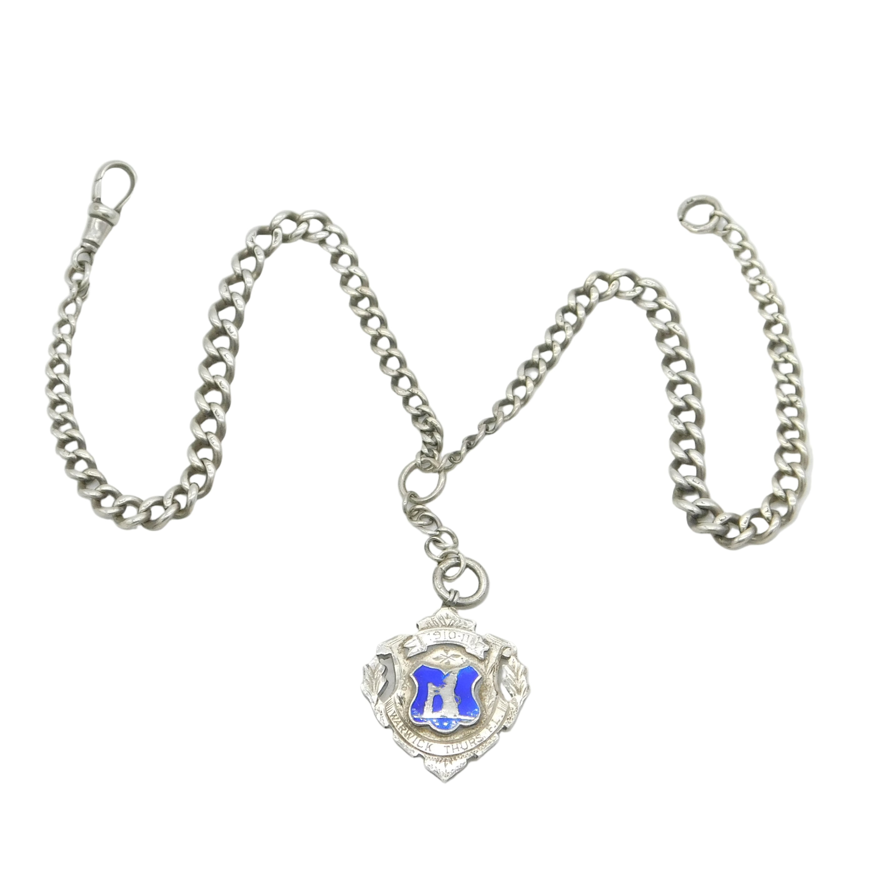 Edwardian Sterling Silver Graduating Albert Watch Chain & Fob Antique ...
