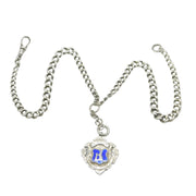 Edwardian Sterling Silver Graduating Albert Watch Chain & Fob Antique 1910 Birmingham