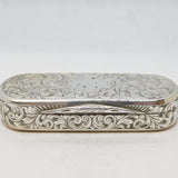 Nathaniel Mills Victorian Sterling Silver Floral Snuff Box Antique 1846 Birmingham