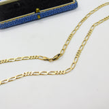 Long 9ct Yellow Gold Figaro Link Chain Necklace 30" Length Vintage c1970