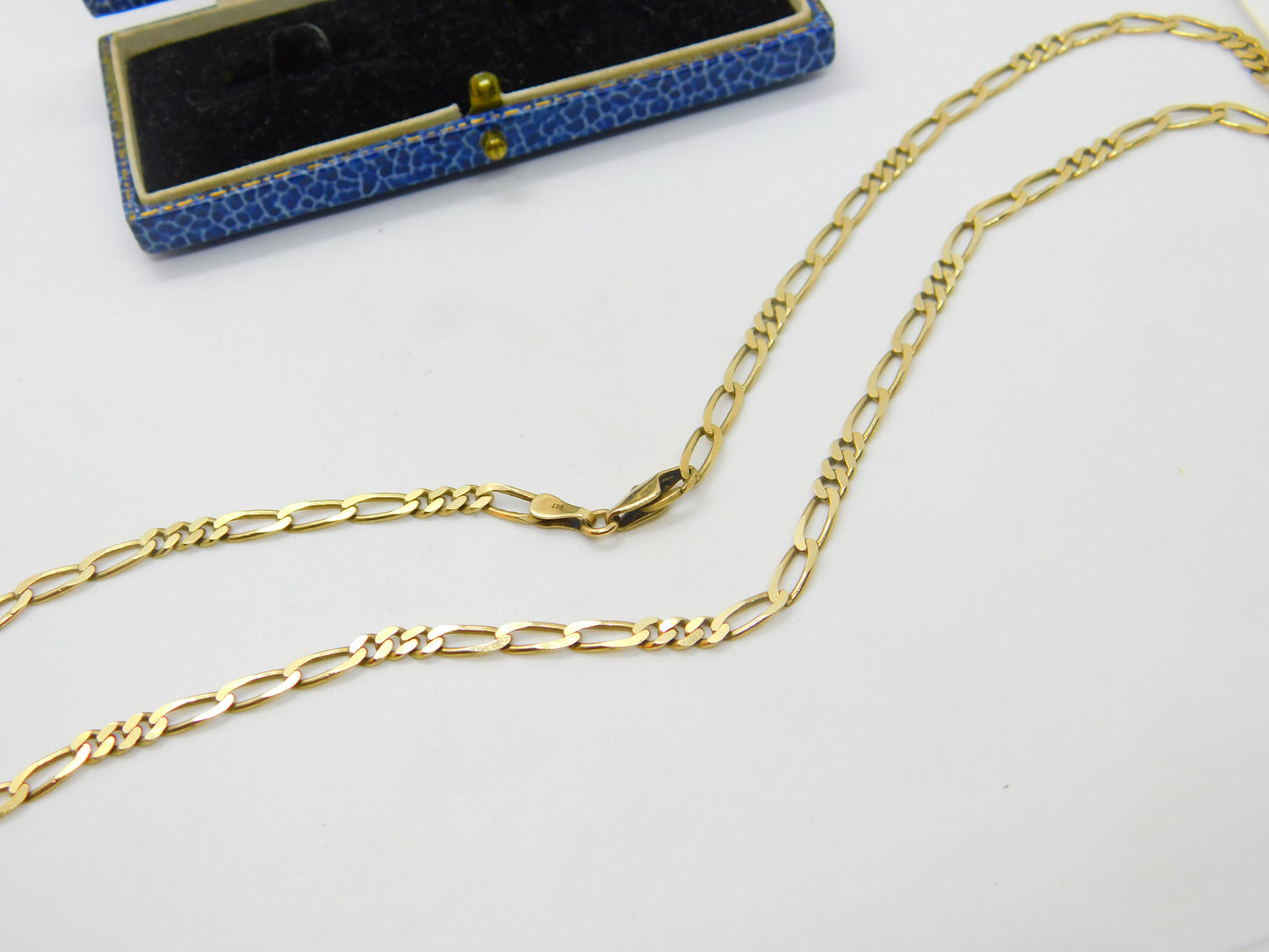 Long 9ct Yellow Gold Figaro Link Chain Necklace 30" Length Vintage c1970