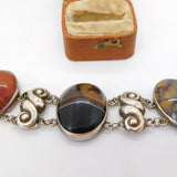 Victorian Scottish Sterling Silver Cabochon Agate Panel Bracelet c1860 Antique