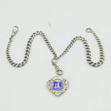 Edwardian Sterling Silver Graduating Albert Watch Chain & Fob Antique 1910 Birmingham