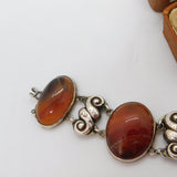 Victorian Scottish Sterling Silver Cabochon Agate Panel Bracelet c1860 Antique