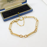 Edwardian 9ct Rose Gold Trombone Link Bracelet with Bolt Ring Antique c1910