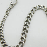 Edwardian Sterling Silver Graduating Albert Watch Chain & Fob Antique 1910 Birmingham