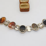 Victorian Scottish Sterling Silver Cabochon Agate Panel Bracelet c1860 Antique