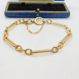 Edwardian 9ct Rose Gold Trombone Link Bracelet with Bolt Ring Antique c1910