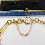 Edwardian 9ct Rose Gold Trombone Link Bracelet with Bolt Ring Antique c1910