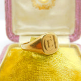 9ct Yellow Gold Monogram Initial CEI Gents Signet Ring Vintage 1977 Sheffield