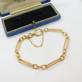 Edwardian 9ct Rose Gold Trombone Link Bracelet with Bolt Ring Antique c1910