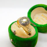 Victorian 9ct Gold, Black Enamel & Pearl Mourning Ring Antique 1864 Birmingham
