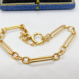 Edwardian 9ct Rose Gold Trombone Link Bracelet with Bolt Ring Antique c1910