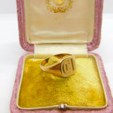 9ct Yellow Gold Monogram Initial CEI Gents Signet Ring Vintage 1977 Sheffield