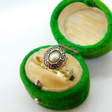 Victorian 9ct Gold, Black Enamel & Pearl Mourning Ring Antique 1864 Birmingham