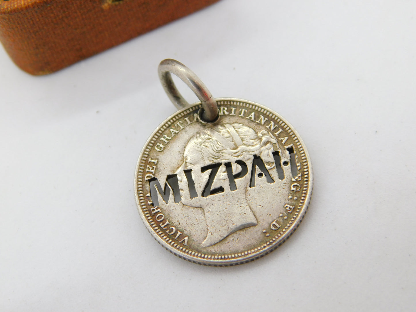 Victorian Sterling Silver 'Mizpah' Love Token Sixpence Antique 1881