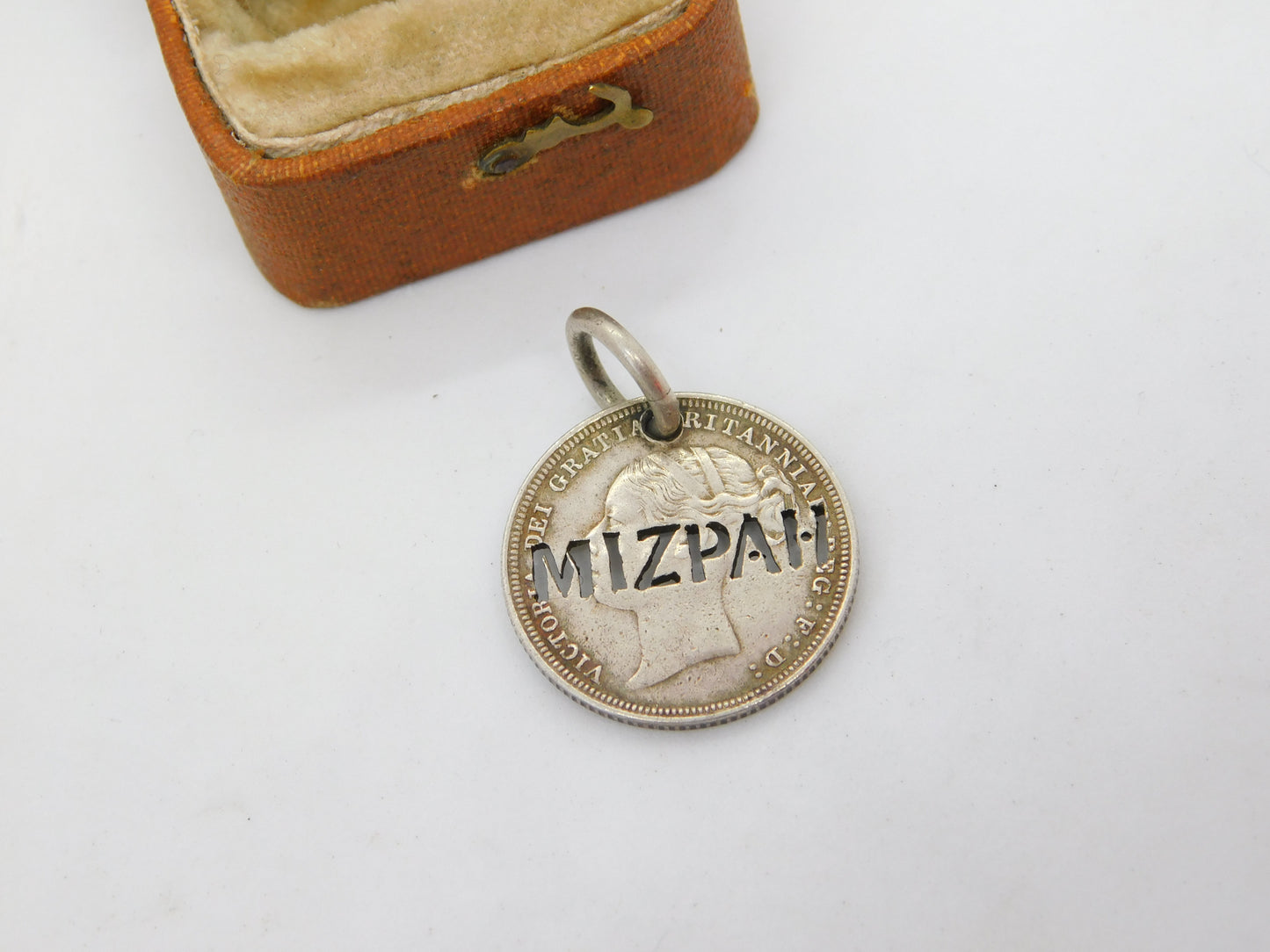 Victorian Sterling Silver 'Mizpah' Love Token Sixpence Antique 1881