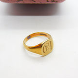 9ct Yellow Gold Monogram Initial CEI Gents Signet Ring Vintage 1977 Sheffield